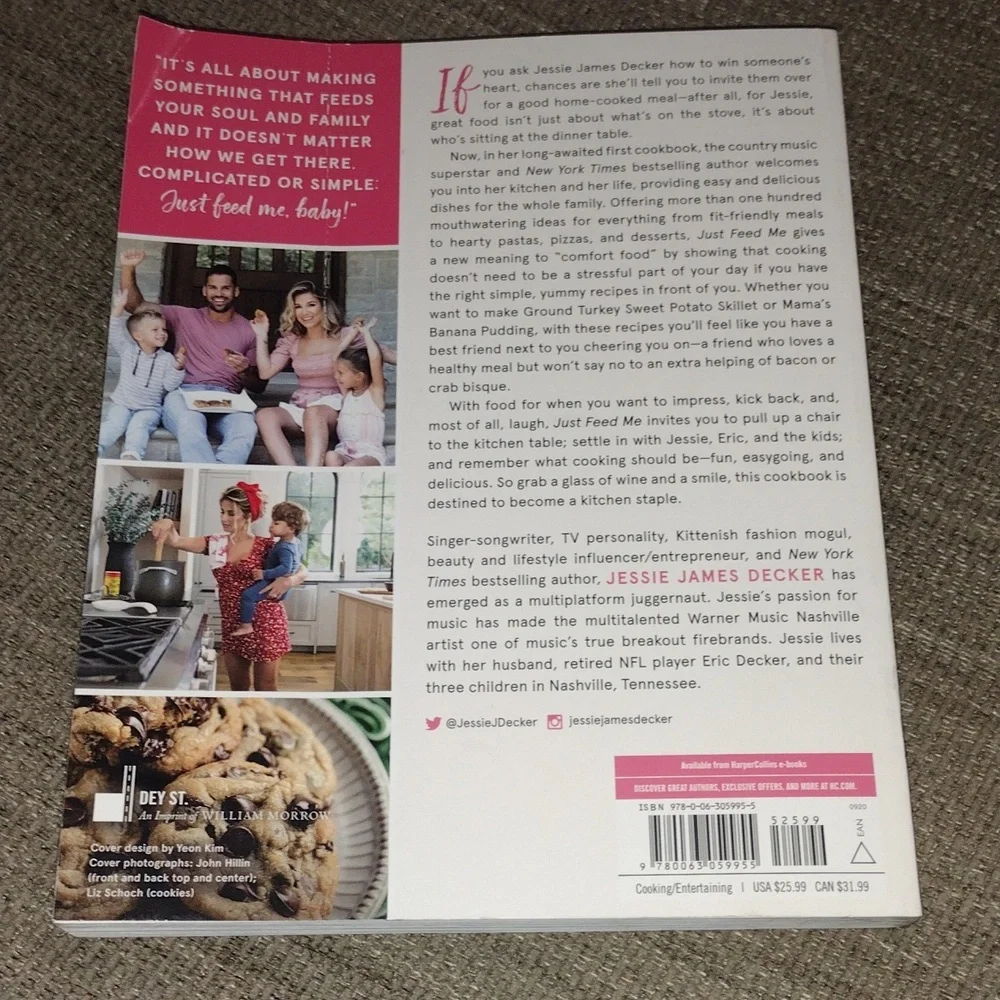 Just Feed Me by - White/Pink Cookbook